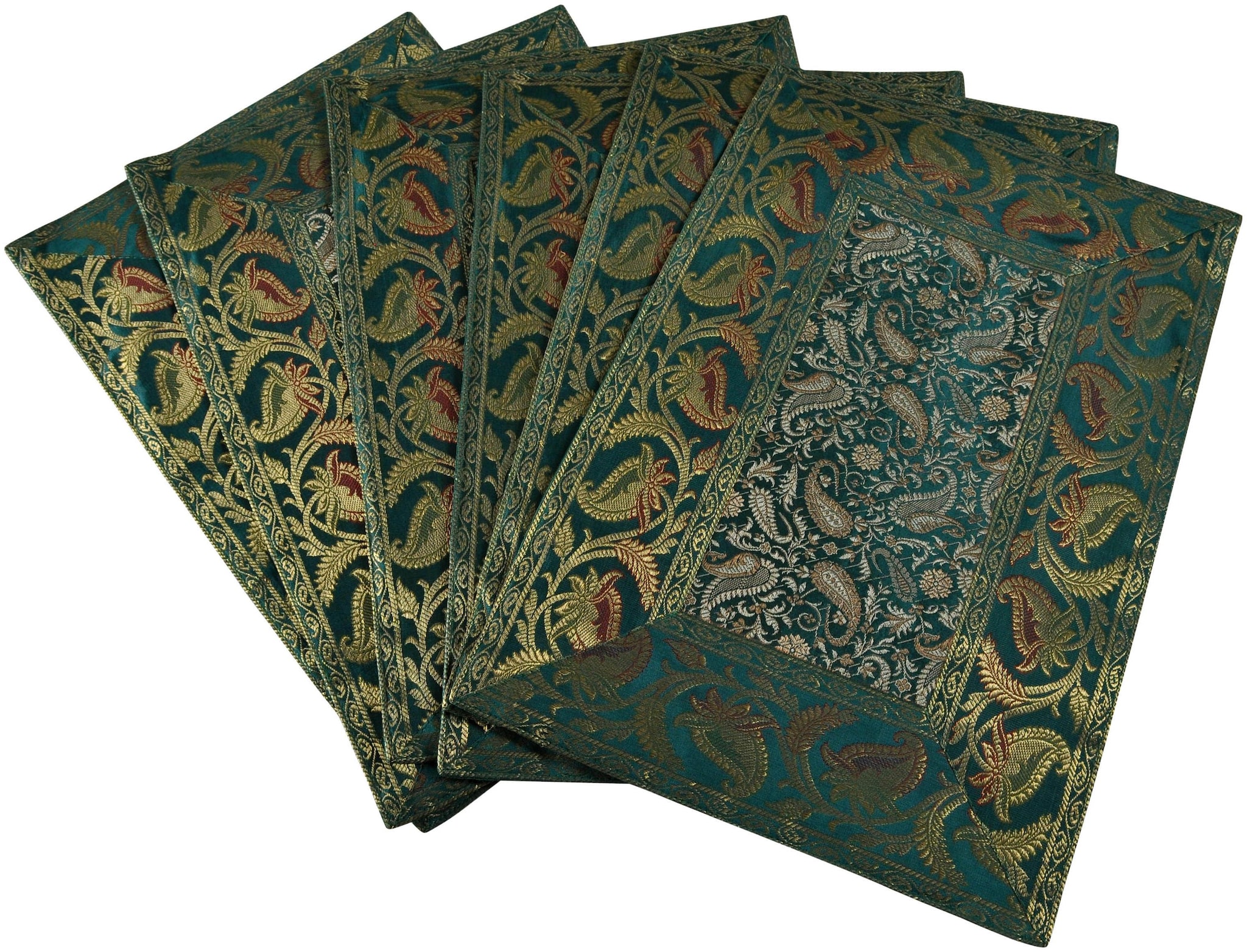 

Lal Haveli Dining Table Decorative Rectangular Turquoise Silk Placemat Set of 6 pcs
