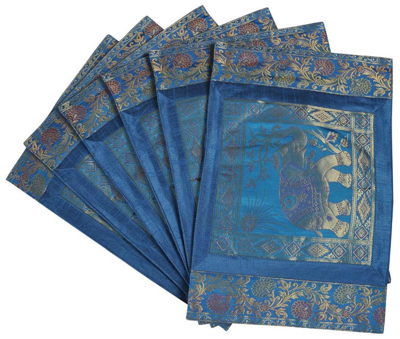 

Lal Haveli Decorative Table Mats Set Pack of 6 Designer Silk Placemats Set for Dining Table