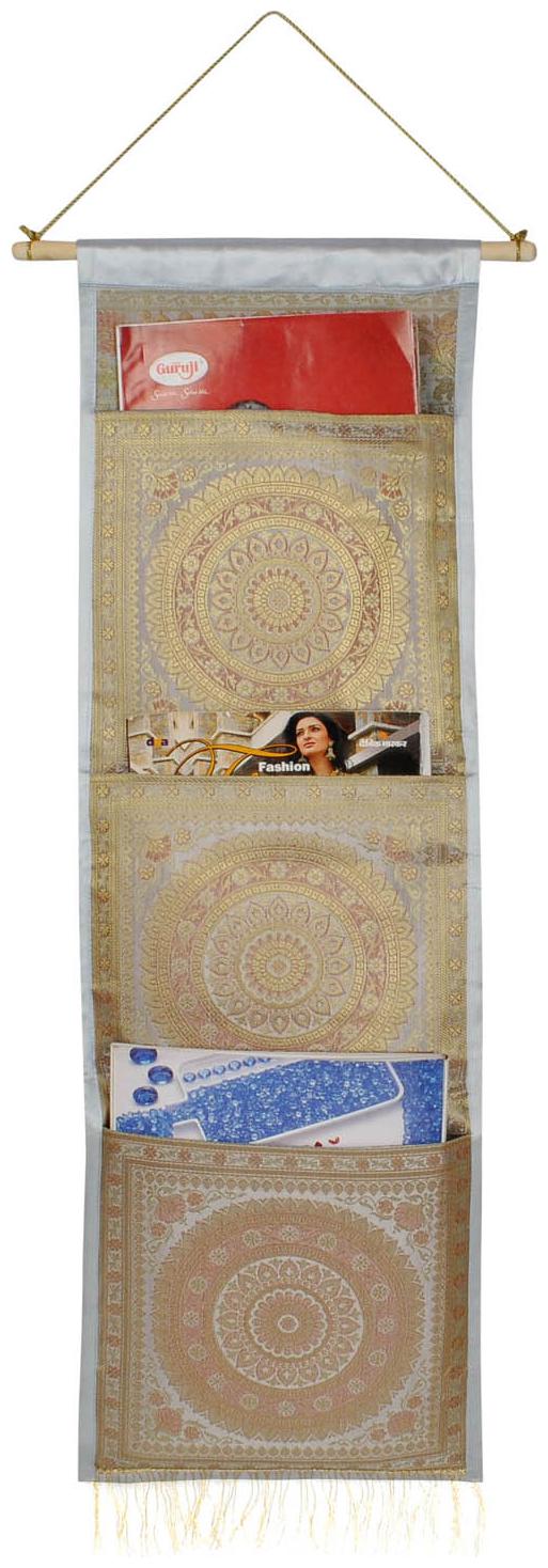 

Lal Haveli Designer Letter Holder 3 Pocket Grey Color 34 x 10 Inch