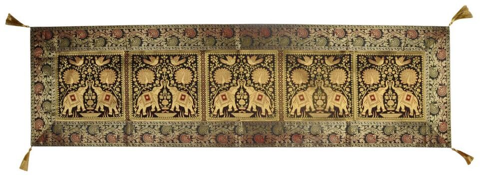

Lal Haveli Home Decor Elephant Design Black Color Silk Table Runner