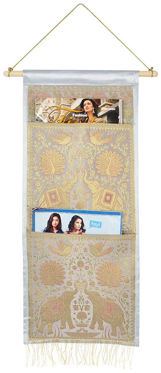 

Lal Haveli Ethnic Designer Elephant Design Magazine Holder 2 Pocket 24 x 10 Inch Housewarming Gift