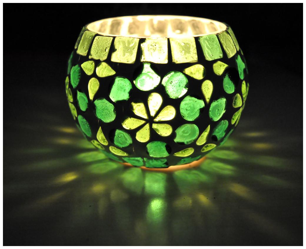 

Lal Haveli Glass Green Candle holder