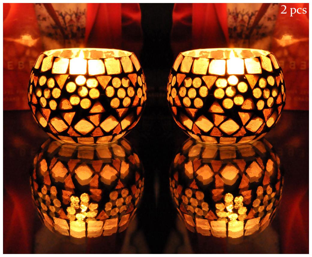 

Lal Haveli Glass Maroon Tea light holder