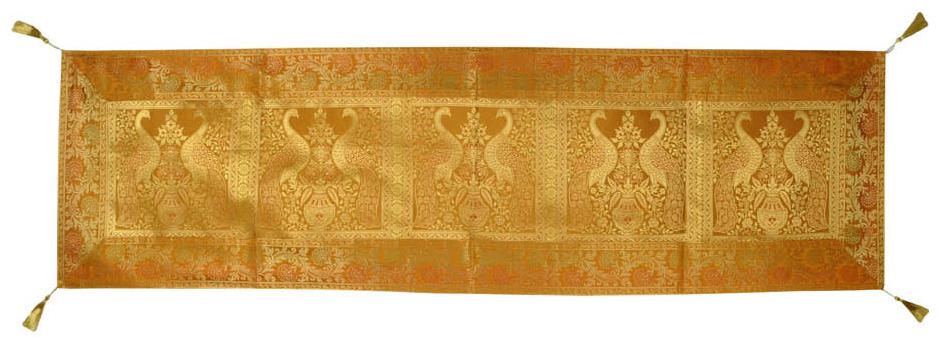 

Lal Haveli Handmade Peacock Silk Table Runner for Party Table D cor Centerpiece