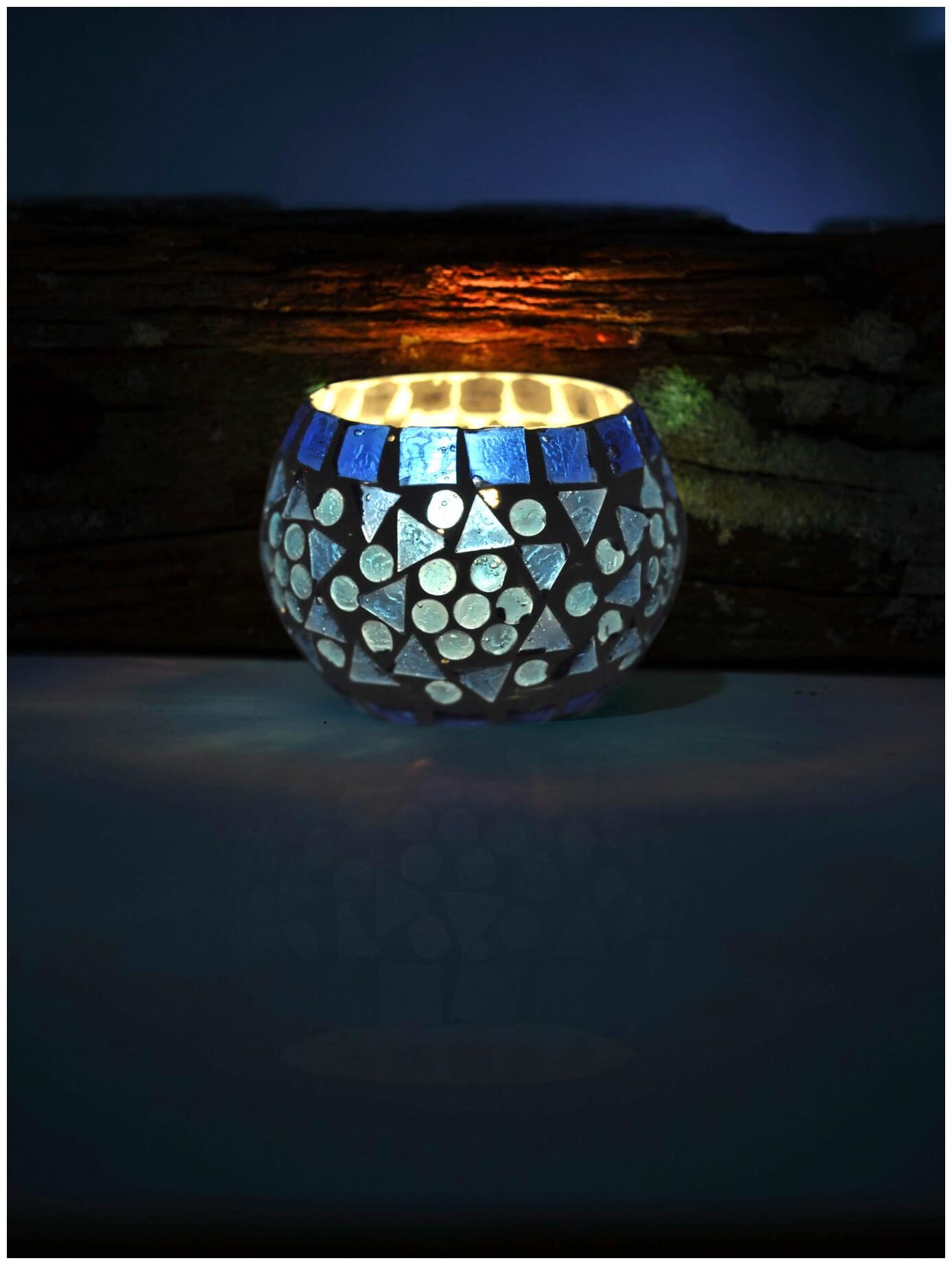 

Lal Haveli Glass Blue Candle holder