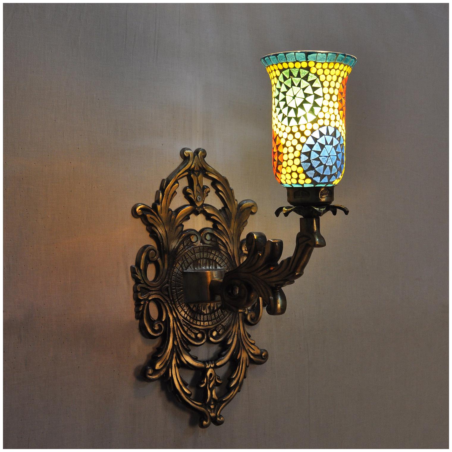 

Lal Haveli Kitchen Room Lights Luxury Glass Metal Fitting Up Light Wall Lamp Sconces 20 x 12 x 9 inch