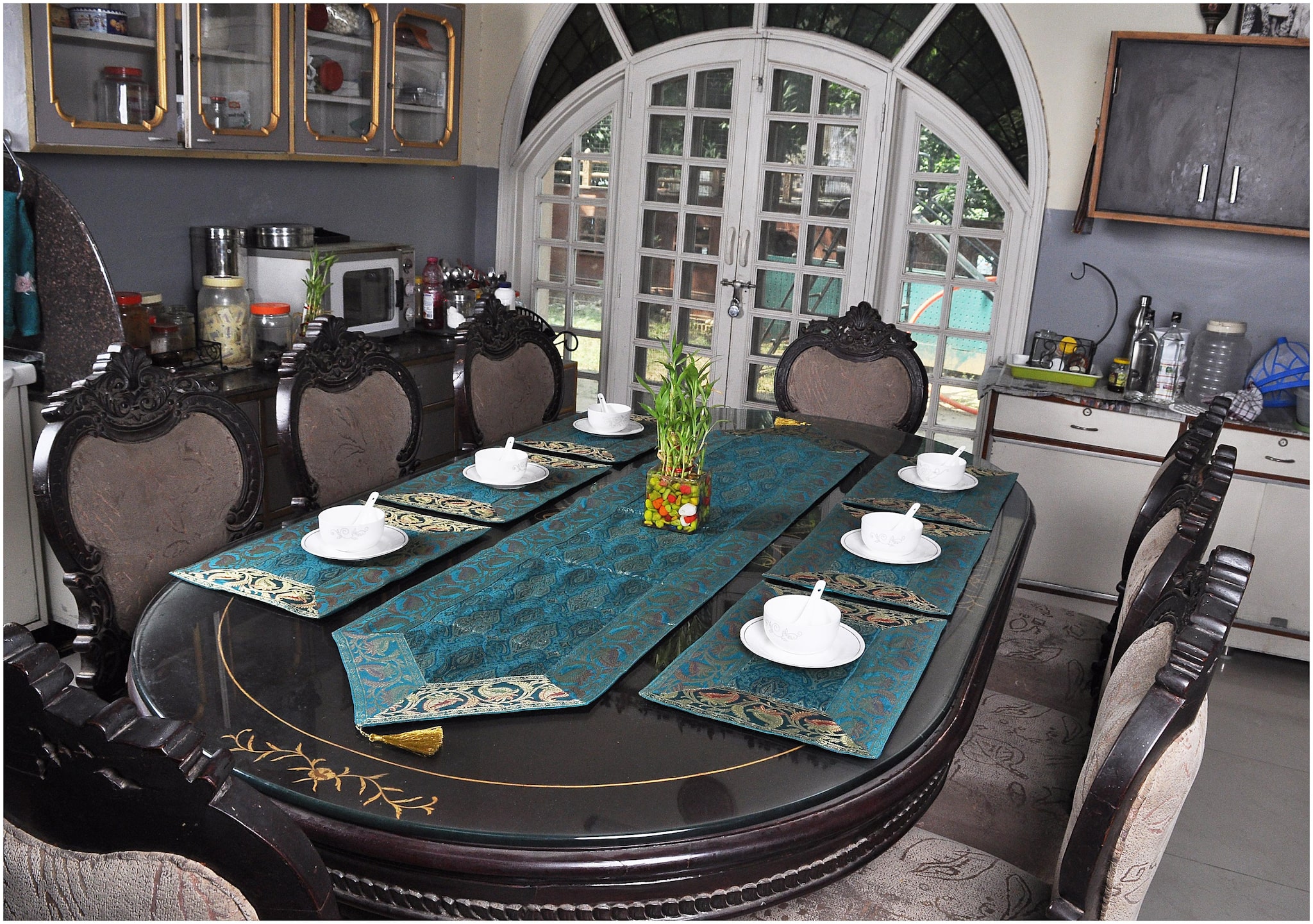 

Lal Haveli Living Room Decorative Silk Fabric Table Runner with Matching Placemat