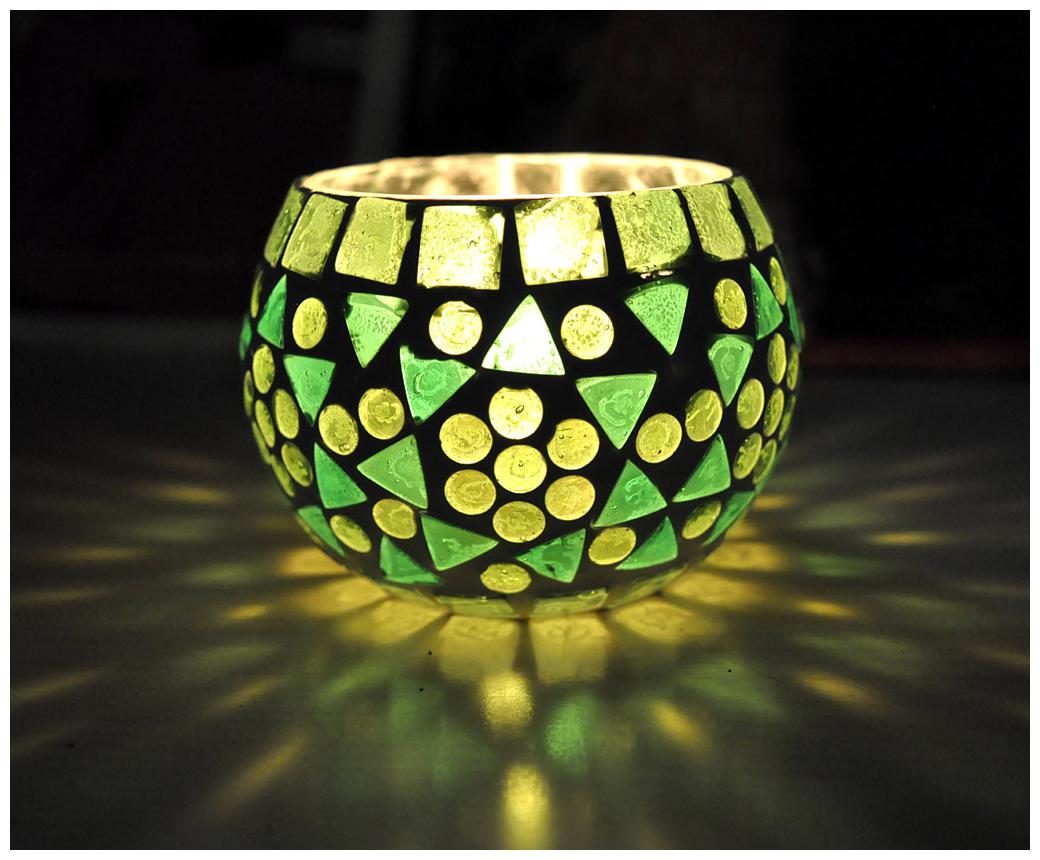 

Lal Haveli Glass Green Candle holder