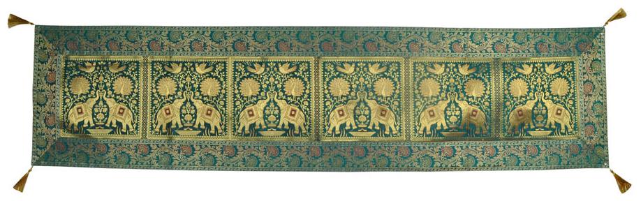 

Lal Haveli Room Decorative Elephant Design Silk Table Runner