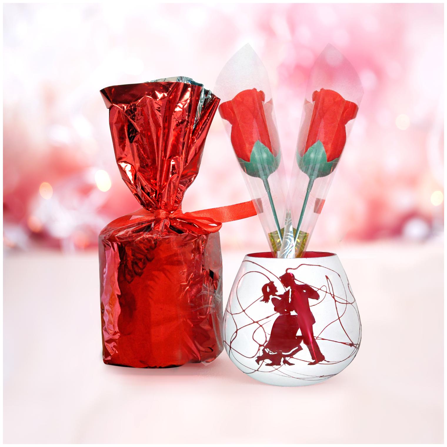 

Lal Haveli Glass White Red Tea light holder