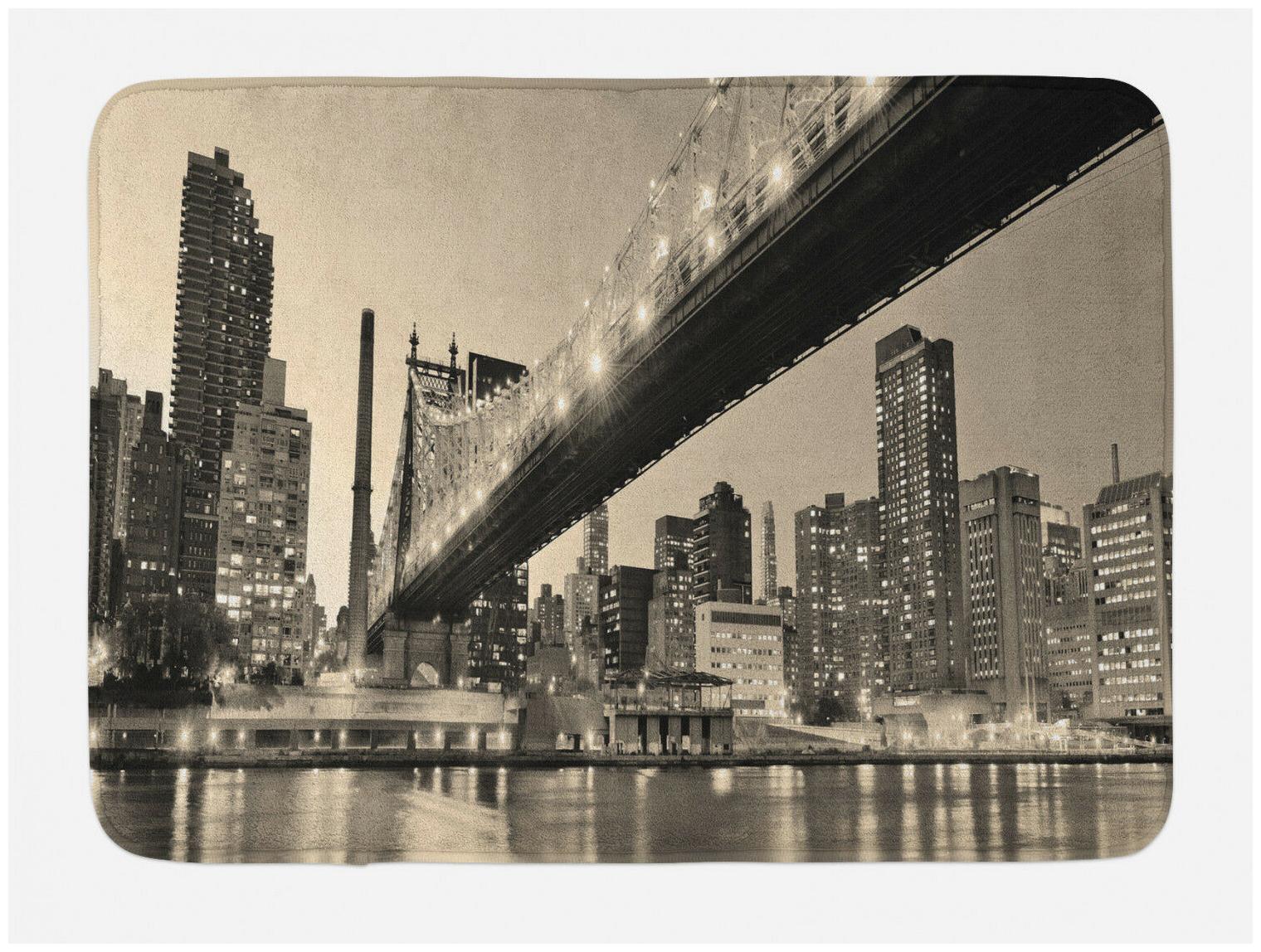 

Landscape Bath Mat NYC Night Bridge View Non-Slip Plush Mat 29 5 X 17 5 Inches