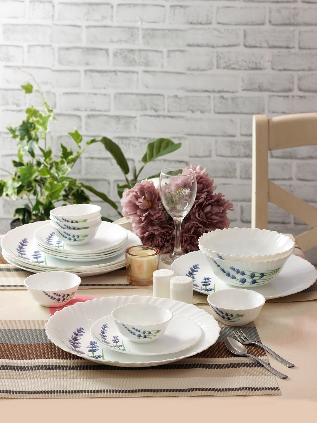 

Laopala Novo Opalware Dinner Set Set of 35pcs English Lavander