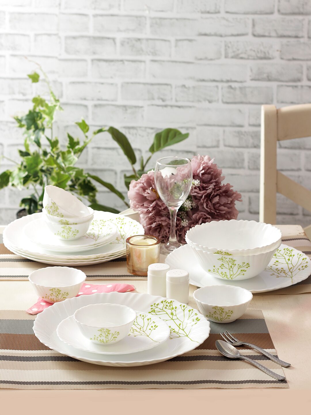 

Laopala Novo Opalware Dinner Set Set of 23pcs Bliss Full Green
