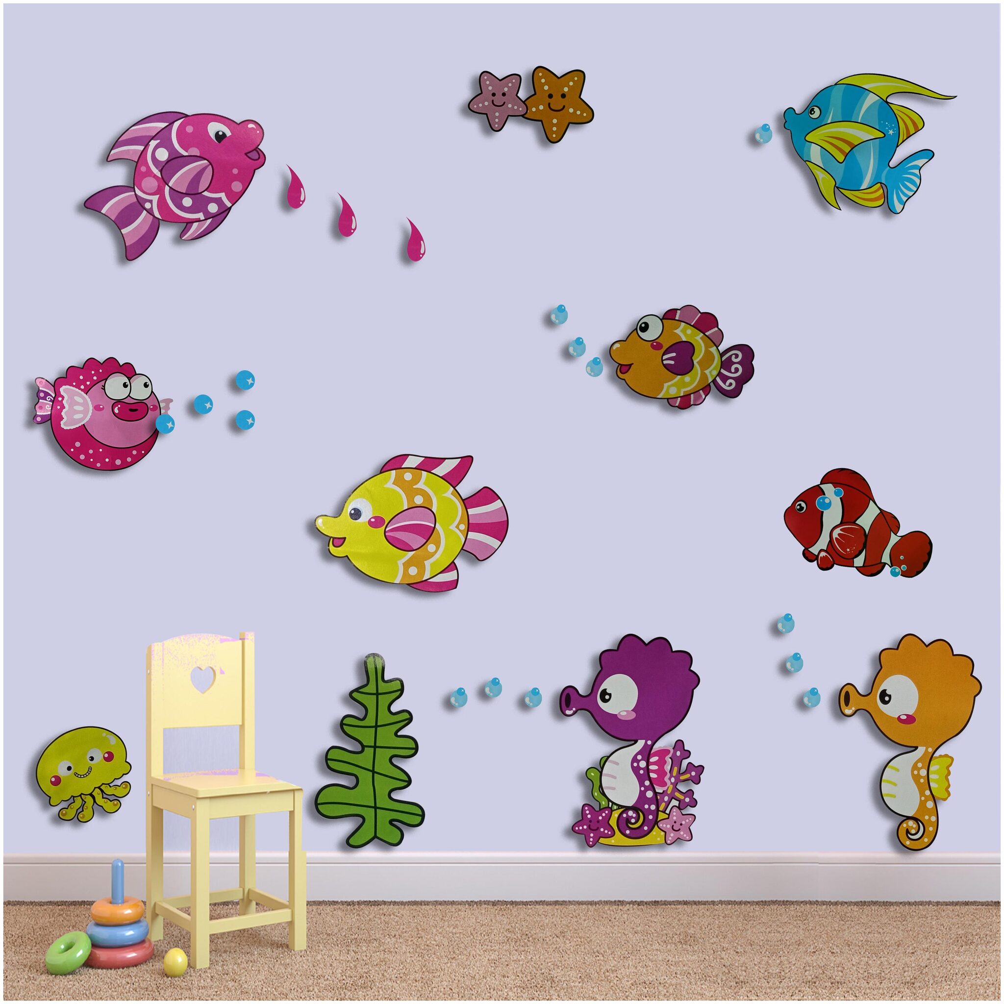 

LARBENZ Colorfull Fish Wall Sticker PVC (Set of 1)