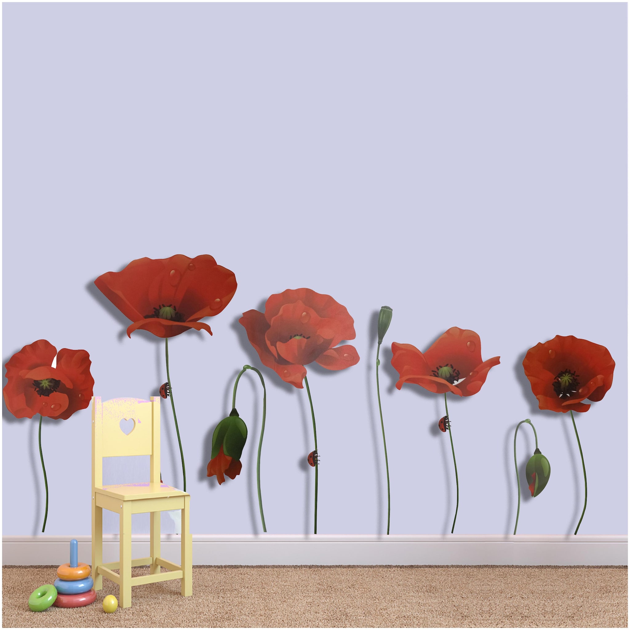 

LARBENZ Red Tissue Flowers Wall Sticker PVC (Set of 1)