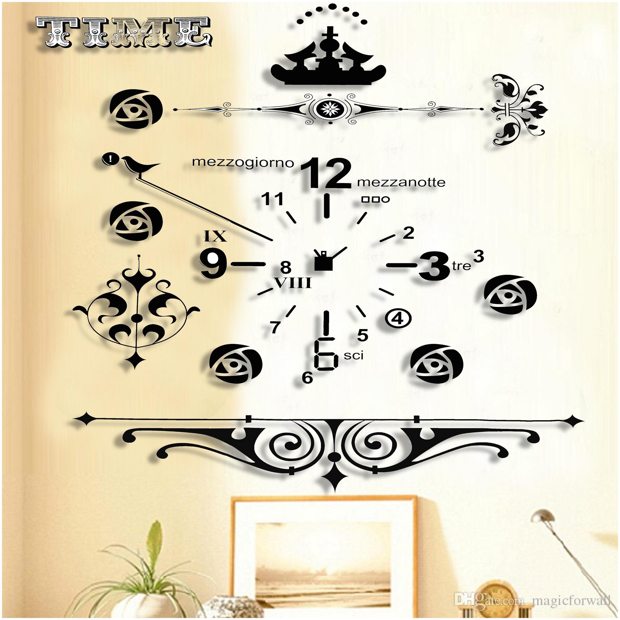 

LARBENZ Stylish Clock Wall Sticker PVC (Set of 1)
