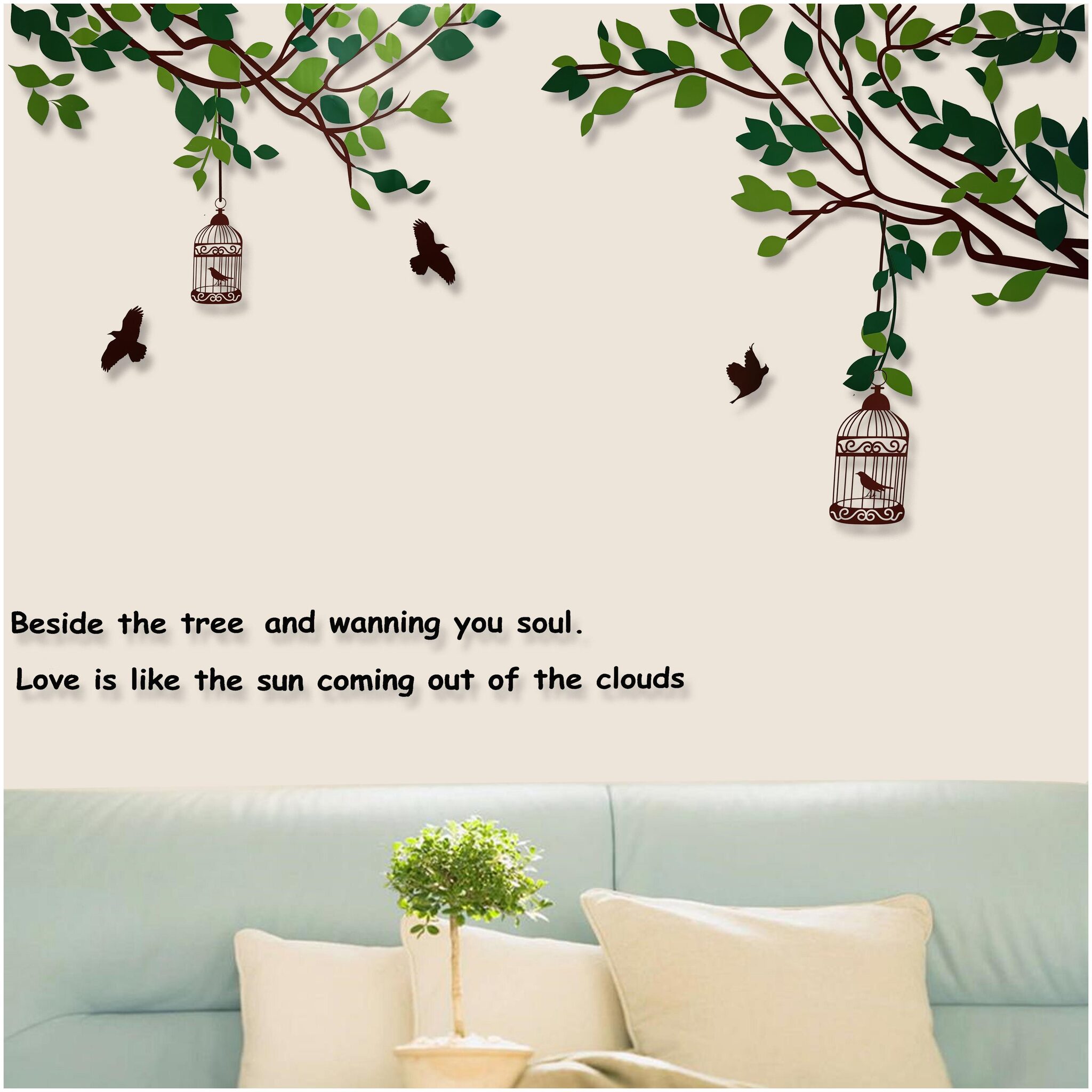 

Larbenz Tree With Cage Wall Sticker(PVC 50 Cm X 70 Cm)