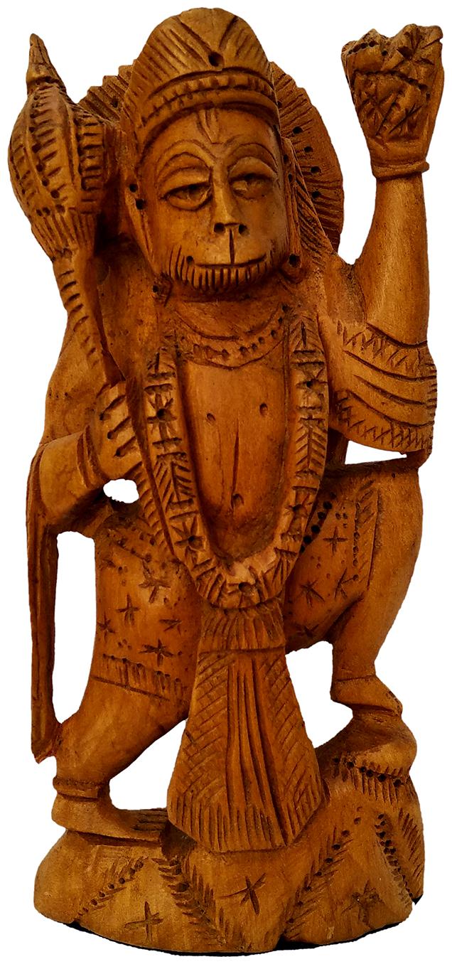 

Large Hanuman Idol Wooden Sculpture Hindu God Monkey Hanuman Statue Idol Stending possition 15cm
