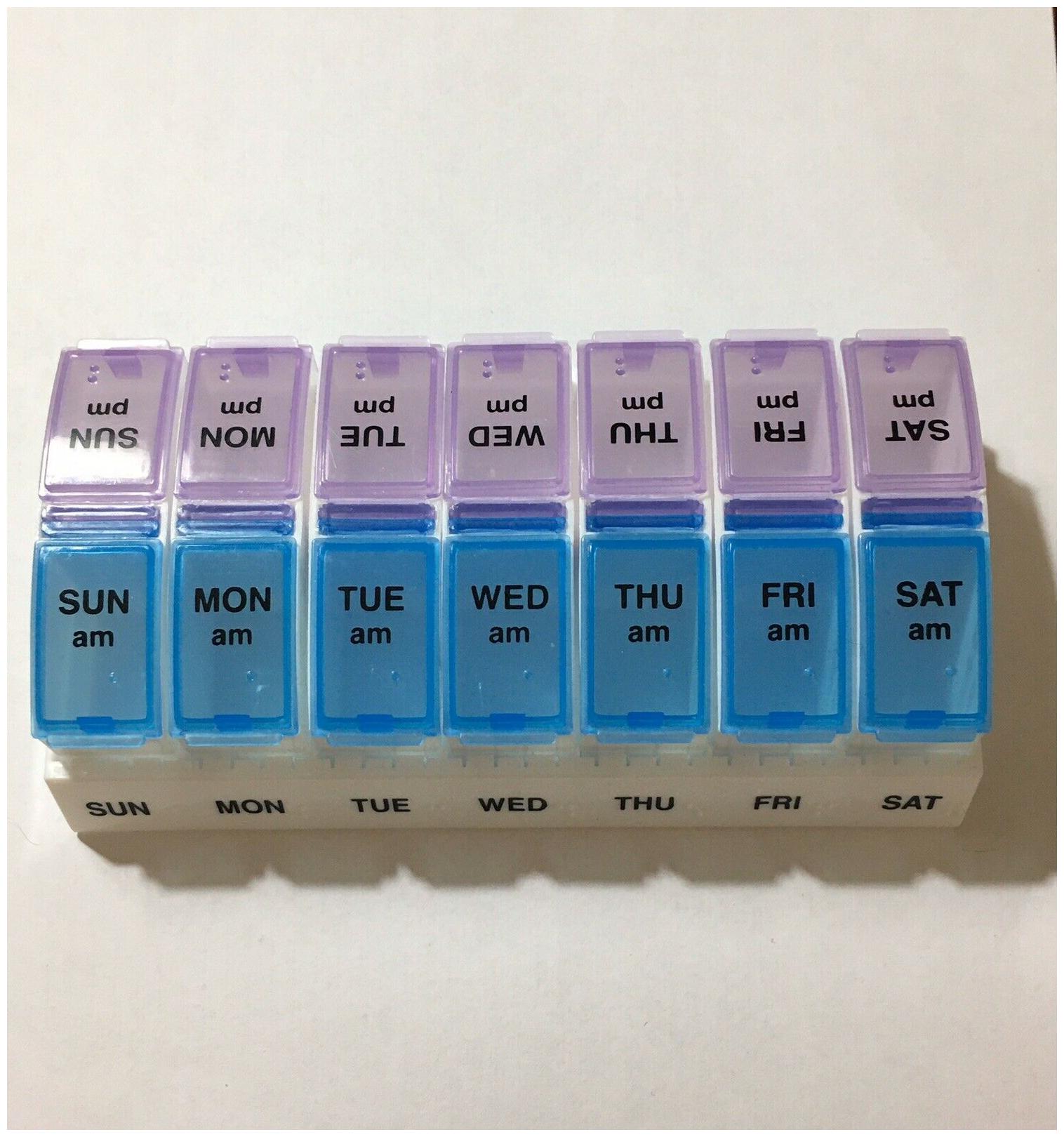 

Large Weekly Pill Organizer Box Vitamin Holder 7 Day AM PM With Removable Days
