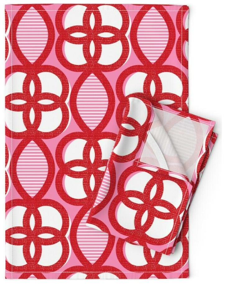 

Lattice Abstract Retro Mod Linen Cotton Tea Towels by Roostery Set of 2