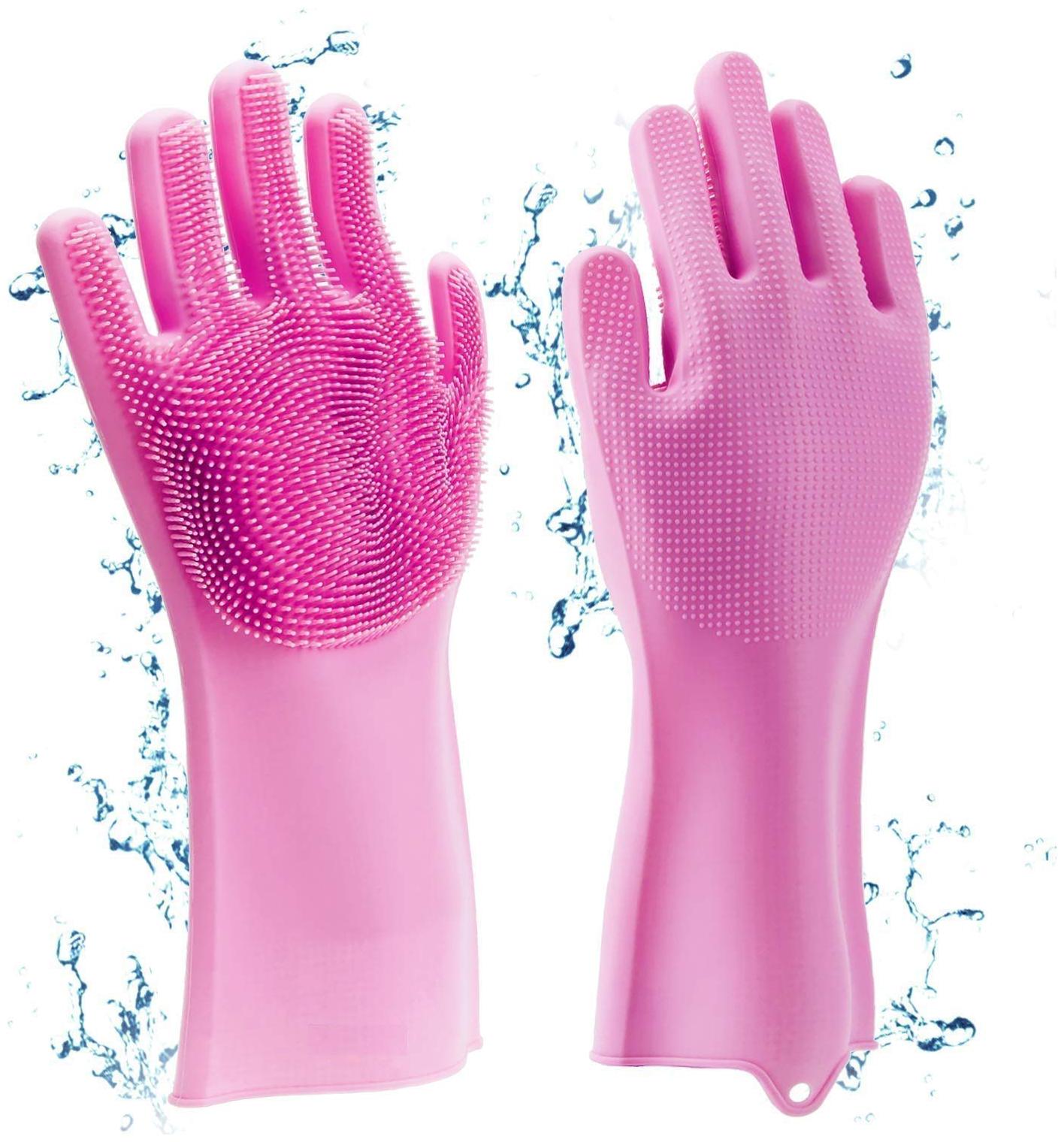 

Lavimo Gloves With Wash Scrubber Non-Slip Magic Gloves For Household Cleaning Great For Protecting Hands In Dishwashing Car Washing