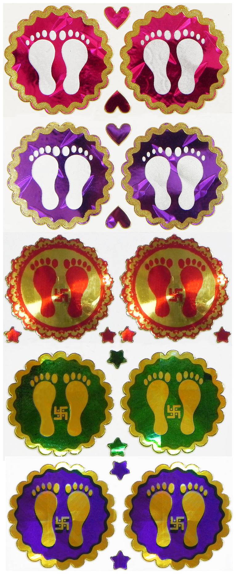

Altima Creations Laxmi Charan Paduka Stickers (Assorted Designs Colours) (Set of 5 Pairs)