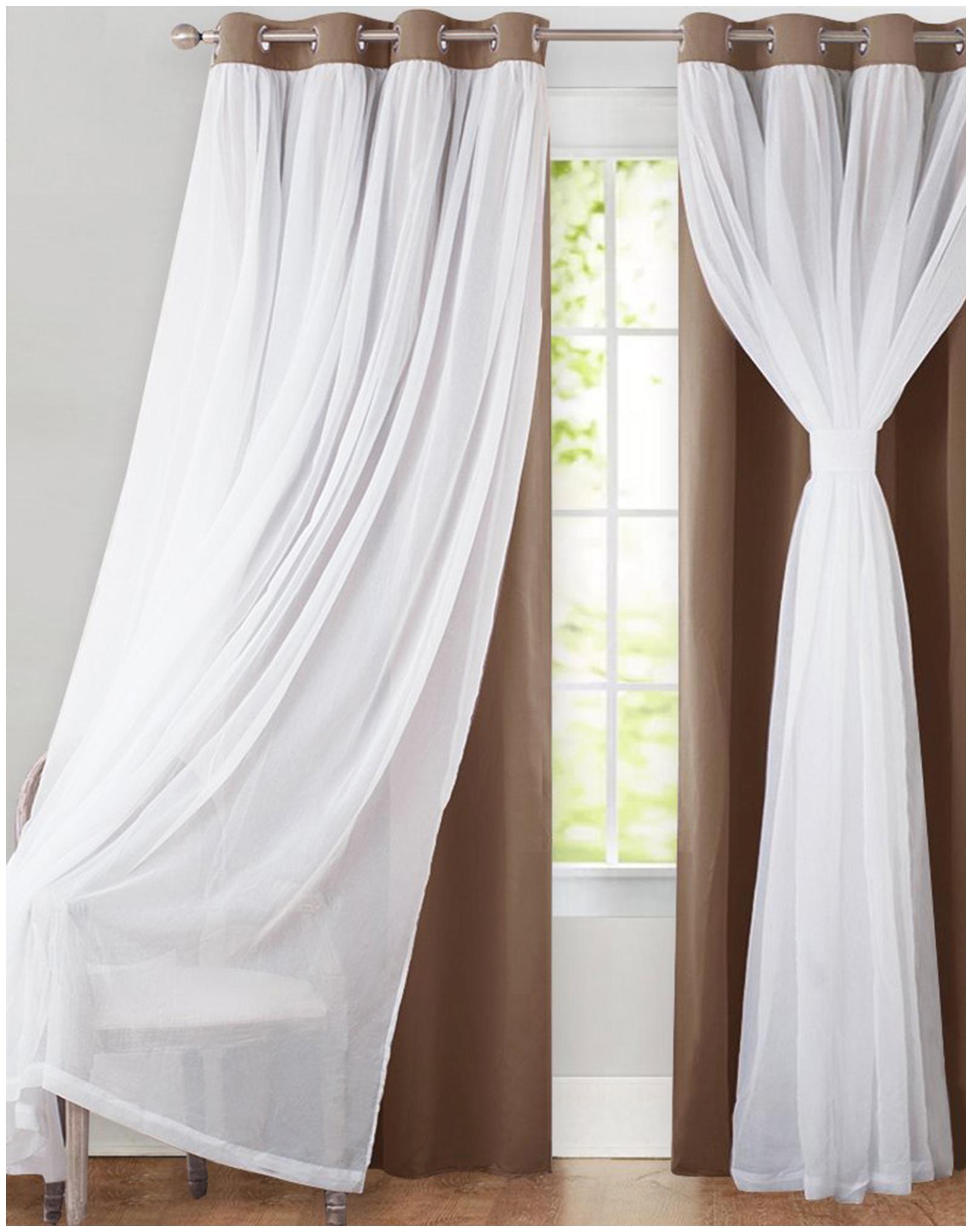 

LE HAVRE Silk Door Blackout Brown White Regular Curtain ( Eyelet Closure Solid )