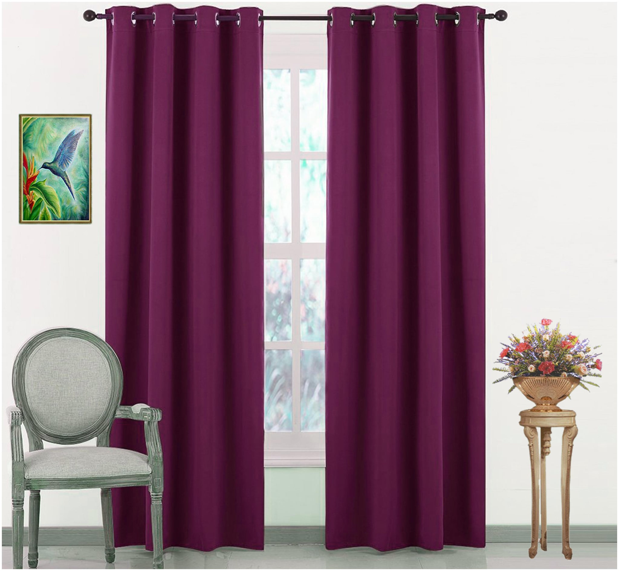 

LE HAVRE Silk Long Door Blackout Purple Regular Curtain ( Eyelet Closure Solid )