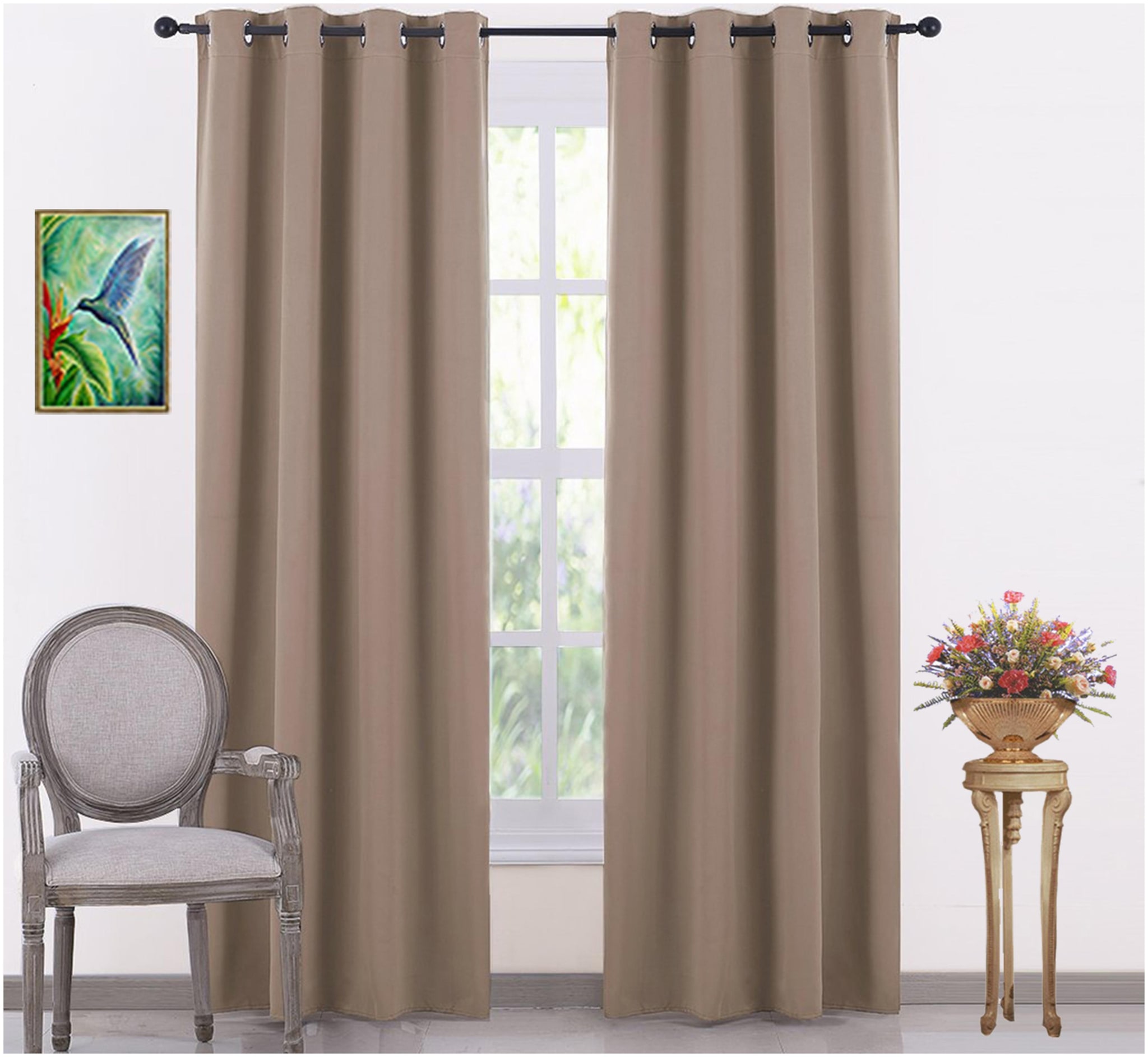 

LE HAVRE Silk Door Blackout Grey Regular Curtain ( Eyelet Closure Solid )