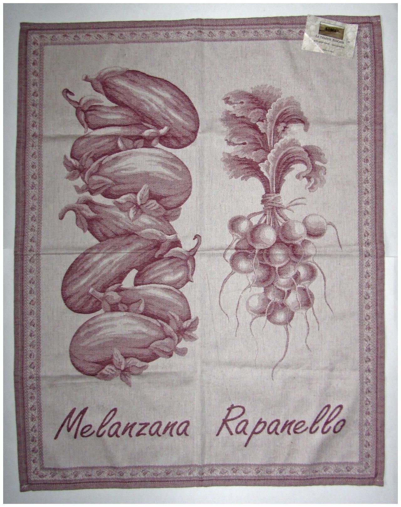 

LE TELERIE TOSCANE Cotton Jacquard Kitchen Tea Towel MELANZANA RAPANELLO NEW