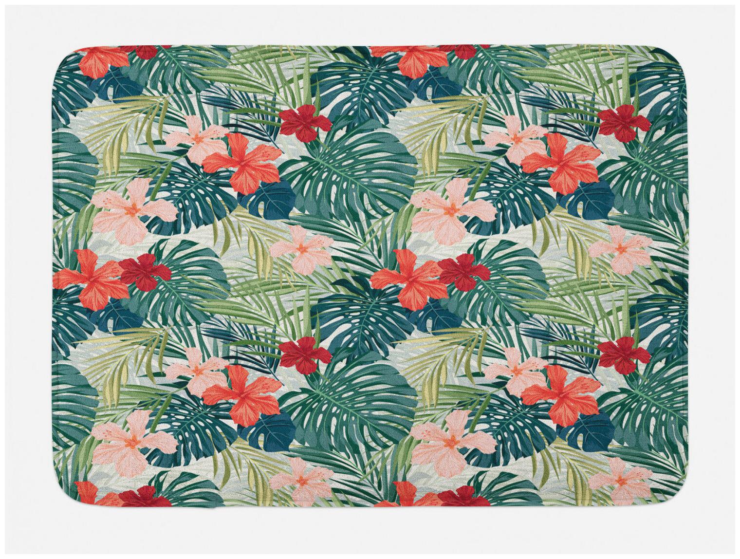 

Leaf Bath Mat Nature Crepe Ginger Flower Non-Slip Plush Mat 29 5 X 17 5 Inches