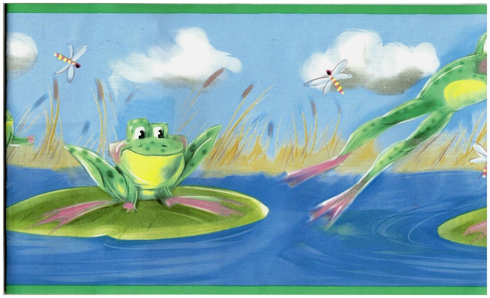 

LEAP FROGS AND DRAGONFLIES PLAYING ON LILY PADS WALLPAPER BORDER IT7569B
