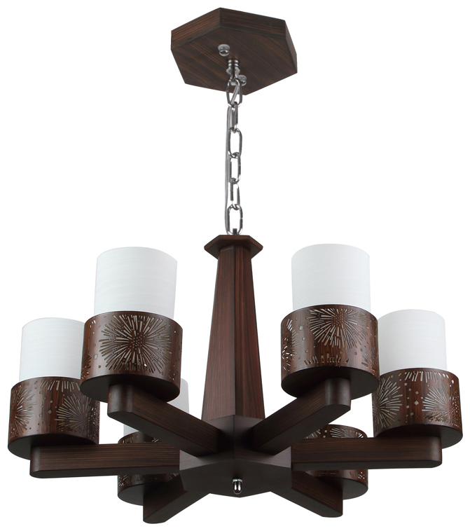 

Learc Designer Lighting Contemprory Glass Metal Wood Chandelier CH403-6