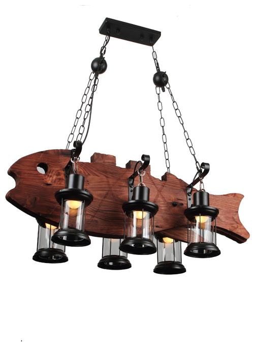 

Learc Designer Lighting Wood Glass Pendent HL5035-6