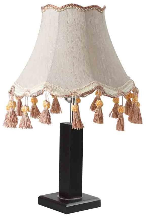 

Learc Light Brown With Dark Brown Tassels Dark Wood Table Lamp (50 5Cms X 30Cms) For Bedroom And Living Room Tl5004E
