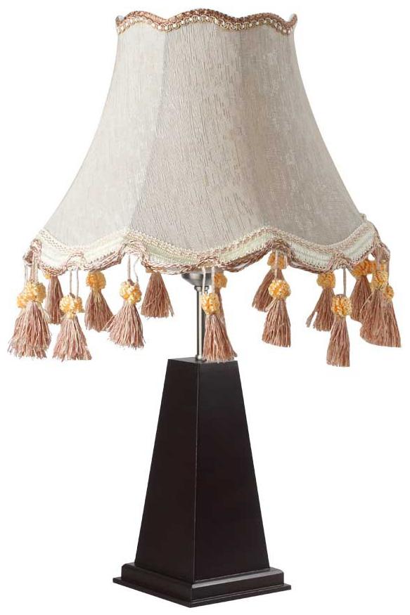 

Learc Light Brown With Dark Brown Tassels Dark Wood Table Lamp (50 5Cms X 30Cms) For Bedroom And Living Room Tl5005E