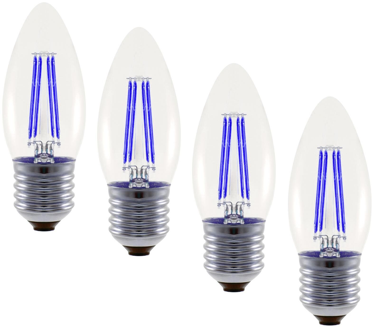 

LED Filament Bulb-6W-Candle Shape-E27 Base-Blue Colour-4 pcs Pack