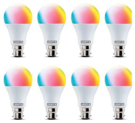 

LEDIFY 9 W Round B22 LED Bulb (Multicolor Pack of 8)