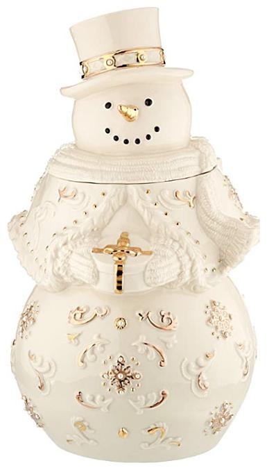 

Lenox Porcelain Florentine Pearl Lit Figurine w 24K Gold Accents SNOWMAN