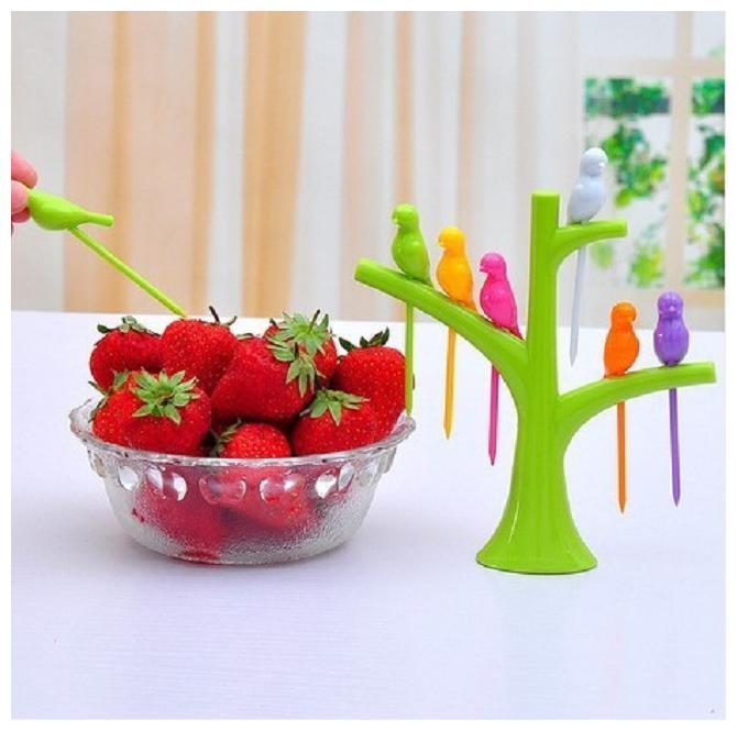 

LETS SHOP Birds Plastic Salad Fork Fruit Fork Assorted