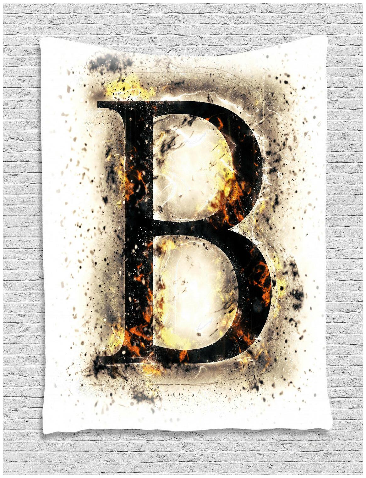 Buy Letter B Tapestry Language In Flames Print Wall Hanging Decor