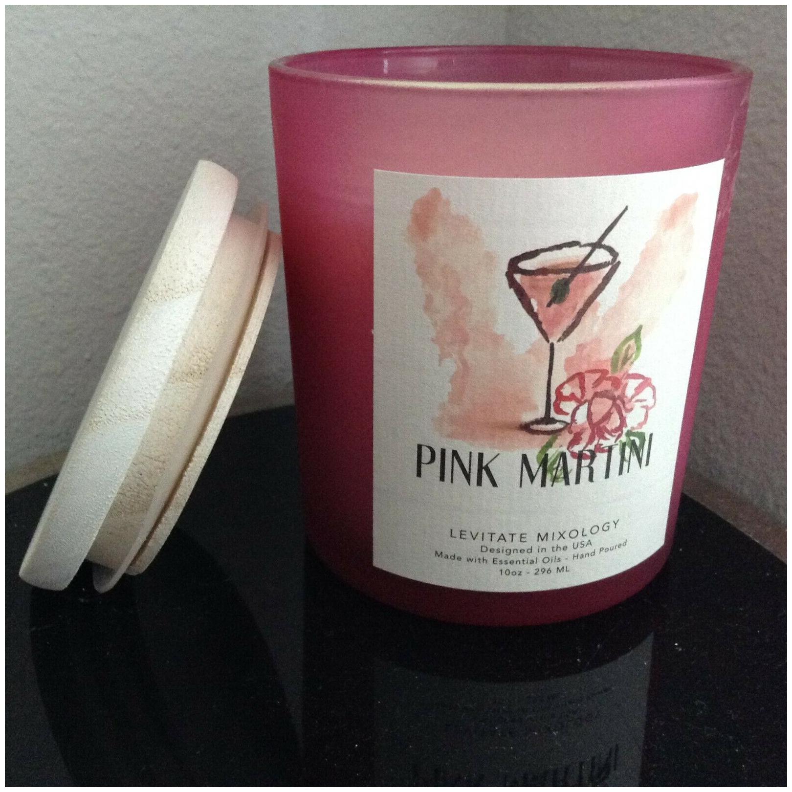 

Levitate Luxury Scented Candle Pink Martini Fruit Scented Pink Jar 10 OZ Soy Wax