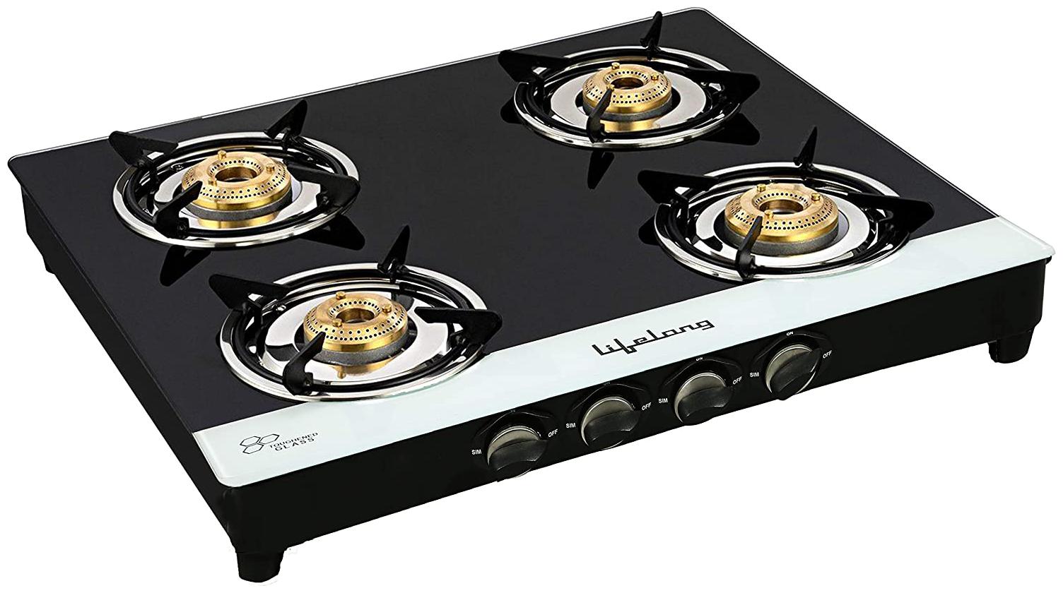 

Lifelong LLGS411 4 Burner Regular Black Gas Stove ISI Certified