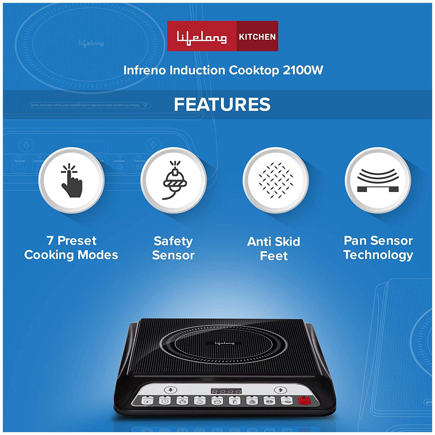 

Lifelong INFERNO LLIC30 2000 W Induction Cooktop ( Black Touch Panel Control)