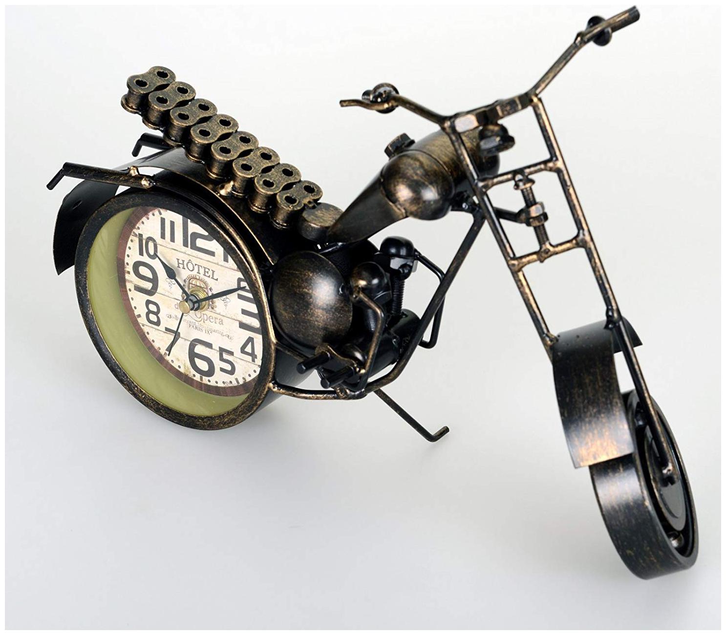 

Lifestyle-You Antique Cast Metal Desk Clock Motorcycle Figure Home Shelf