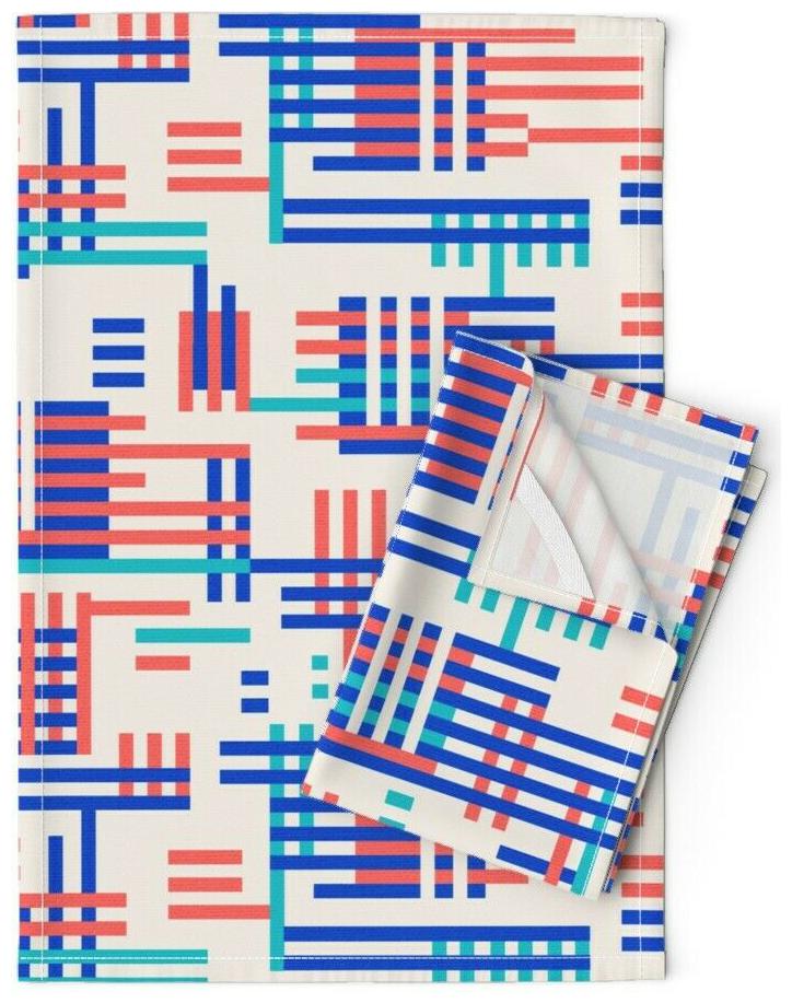 

Line Art Josef Albers Bauhaus Linen Cotton Tea Towels by Roostery Set of 2