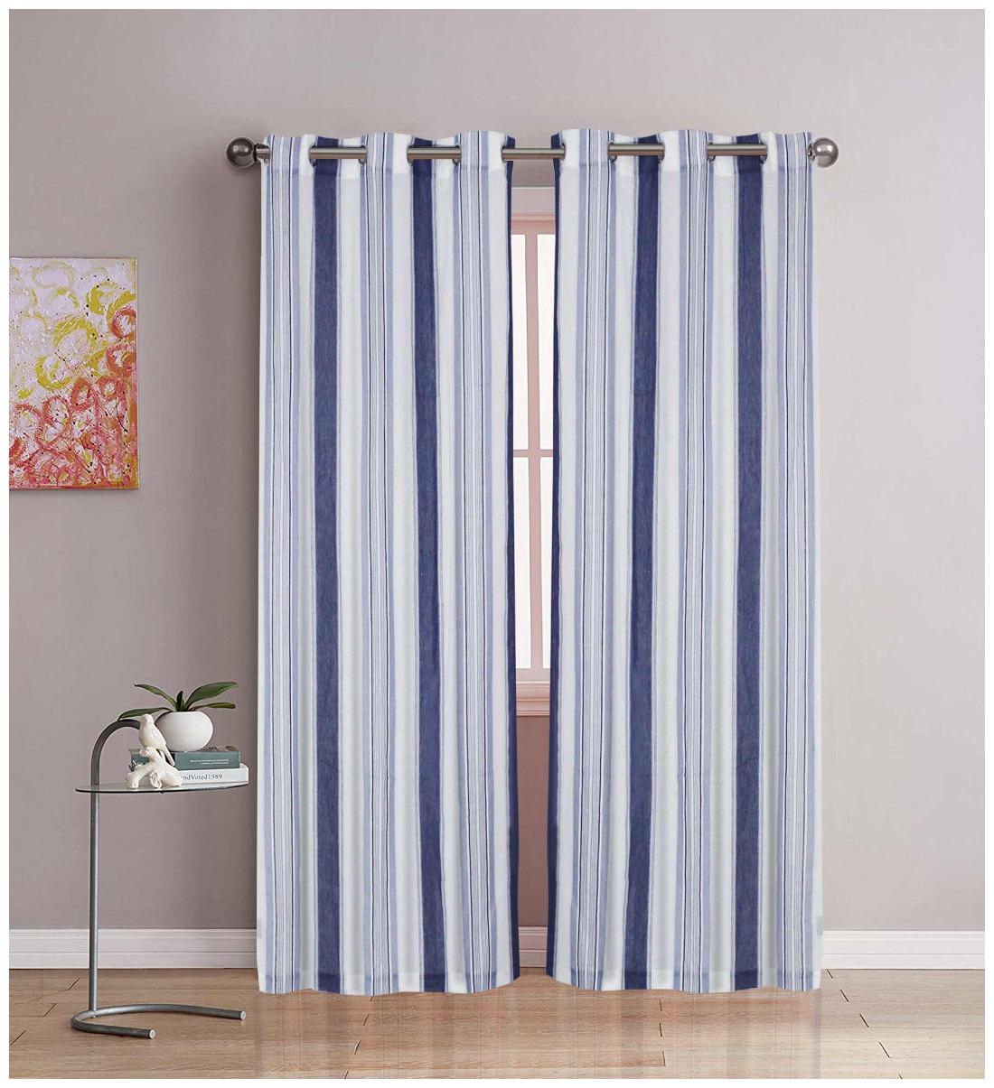 

Linen Stripe Blue Door Curtain (set of 2 pc)
