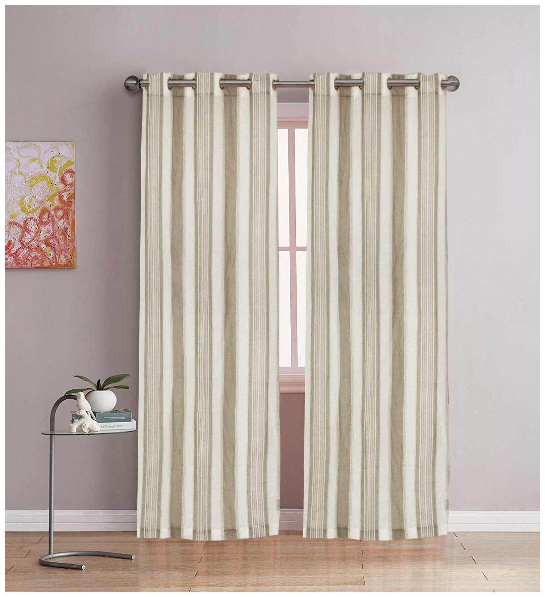 

Linen Stripe Beige Door Curtain (set of 2 pc)