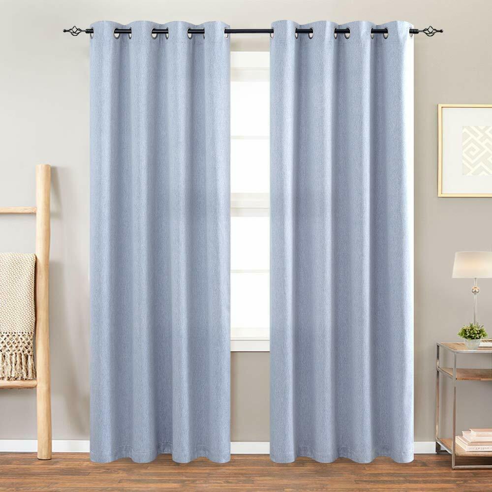 

Linen Textured Curtains for Living Room Light Filtering Drapes Grommets 2 Panels