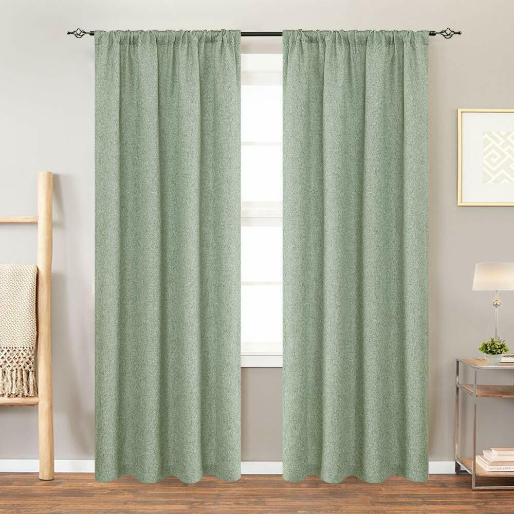 

Linen Textured Tie Up Curtains Rod Pocket Light Filtering Flax 2 Panels